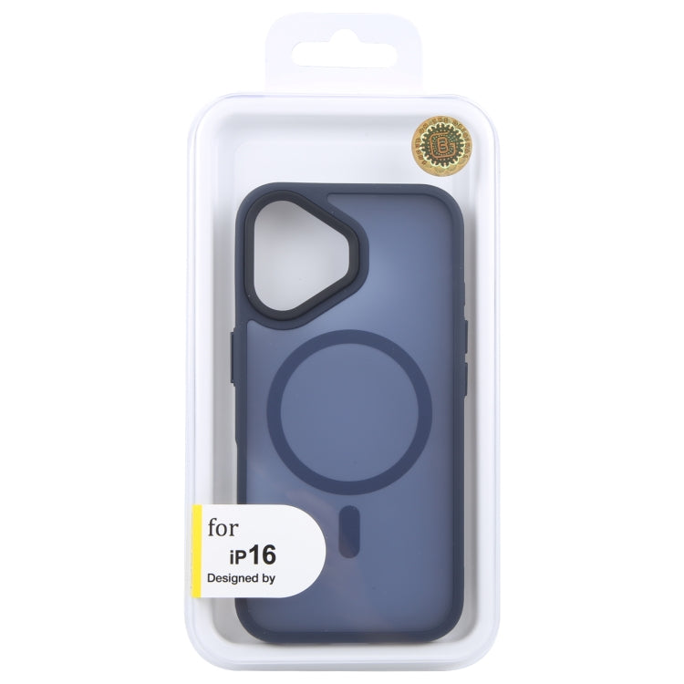 For iPhone 16 GEBEI Skin Feel MagSafe Magnetic Phone Case(Blue)