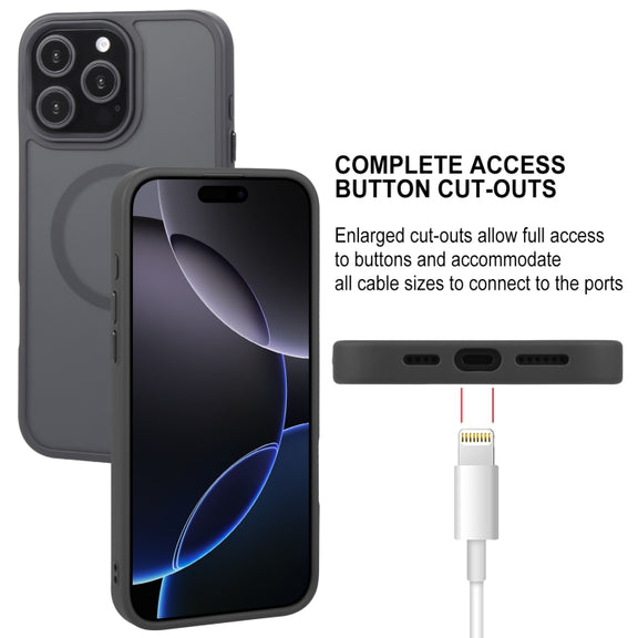For iPhone 16 Pro Max GEBEI Skin Feel MagSafe Magnetic Phone Case(Black)