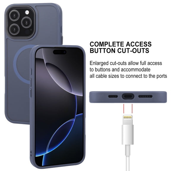 For iPhone 16 Pro Max GEBEI Skin Feel MagSafe Magnetic Phone Case(Blue)