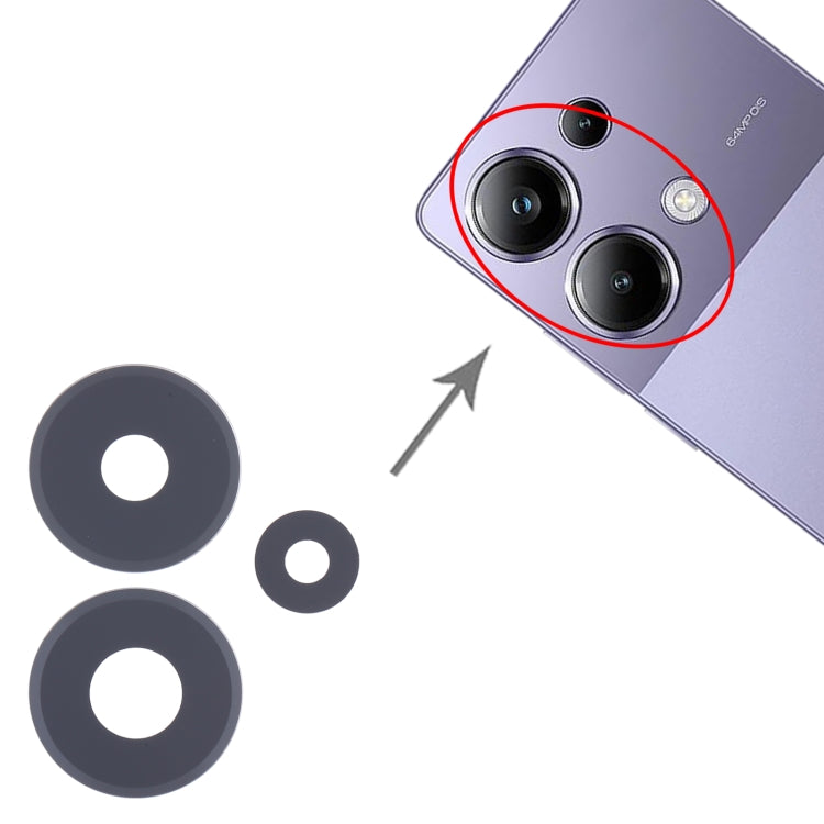 For Xiaomi Poco M6 Pro 4G 10pcs Back Camera Lens