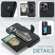 For iPhone 16 Pro Max JEEHOOD J01 Retro Magnetic Detachable Wallet Phone Case(Black)