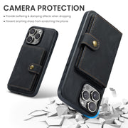 For iPhone 16 Pro Max JEEHOOD J01 Retro Magnetic Detachable Wallet Phone Case(Black)