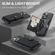 For iPhone 16 Pro Max JEEHOOD J01 Retro Magnetic Detachable Wallet Phone Case(Black)