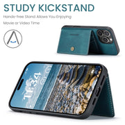 For iPhone 16 Pro Max JEEHOOD J01 Retro Magnetic Detachable Wallet Phone Case(Blue)