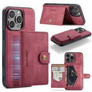 For iPhone 16 Pro Max JEEHOOD J01 Retro Magnetic Detachable Wallet Phone Case(Red)