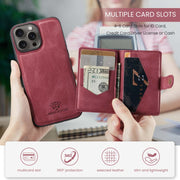 For iPhone 16 Pro Max JEEHOOD J01 Retro Magnetic Detachable Wallet Phone Case(Red)