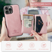 For iPhone 16 Pro Max JEEHOOD J01 Retro Magnetic Detachable Wallet Phone Case(Pink)