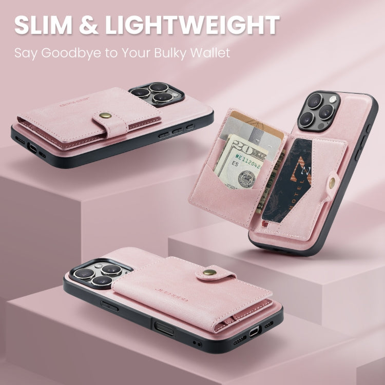 For iPhone 16 Pro Max JEEHOOD J01 Retro Magnetic Detachable Wallet Phone Case(Pink)