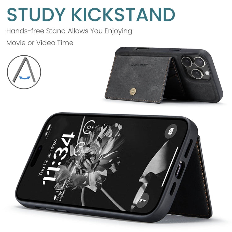 For iPhone 16 Pro JEEHOOD J01 Retro Magnetic Detachable Wallet Phone Case(Black)