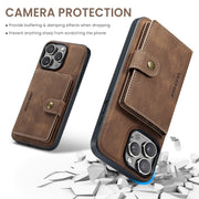 For iPhone 16 Pro JEEHOOD J01 Retro Magnetic Detachable Wallet Phone Case(Brown)