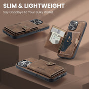 For iPhone 16 Pro JEEHOOD J01 Retro Magnetic Detachable Wallet Phone Case(Brown)