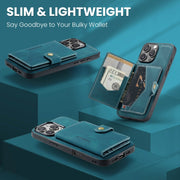 For iPhone 16 Pro JEEHOOD J01 Retro Magnetic Detachable Wallet Phone Case(Blue)
