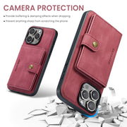 For iPhone 16 Pro JEEHOOD J01 Retro Magnetic Detachable Wallet Phone Case(Red)