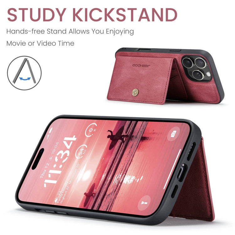 For iPhone 16 Pro JEEHOOD J01 Retro Magnetic Detachable Wallet Phone Case(Red)