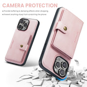 For iPhone 16 Pro JEEHOOD J01 Retro Magnetic Detachable Wallet Phone Case(Pink)