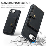 For iPhone 16e JEEHOOD J01 Retro Magnetic Detachable Wallet Phone Case(Black)