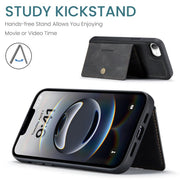 For iPhone 16e JEEHOOD J01 Retro Magnetic Detachable Wallet Phone Case(Black)