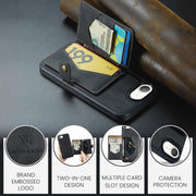For iPhone 16e JEEHOOD J01 Retro Magnetic Detachable Wallet Phone Case(Black)