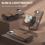 For iPhone 16e JEEHOOD J01 Retro Magnetic Detachable Wallet Phone Case(Brown)