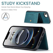 For iPhone 16e JEEHOOD J01 Retro Magnetic Detachable Wallet Phone Case(Blue)