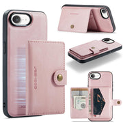 For iPhone 16e JEEHOOD J01 Retro Magnetic Detachable Wallet Phone Case(Pink)