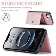 For iPhone 16e JEEHOOD J01 Retro Magnetic Detachable Wallet Phone Case(Pink)