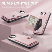 For iPhone 16e JEEHOOD J01 Retro Magnetic Detachable Wallet Phone Case(Pink)