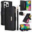 For iPhone 16 Pro Max Crossbody Zipper Wallet Rhombus Leather Phone Case(Black) - iPhone 16 Pro Max Cases by PMC TechLife | Online Shopping South Africa | PMC TechLife | Buy Now Pay Later Mobicred