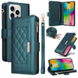 For iPhone 16 Pro Max Crossbody Zipper Wallet Rhombus Leather Phone Case(Green) - iPhone 16 Pro Max Cases by PMC TechLife | Online Shopping South Africa | PMC TechLife | Buy Now Pay Later Mobicred