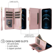 For iPhone 16 Plus Crossbody Zipper Wallet Rhombus Leather Phone Case(Rose Gold)