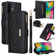 For iPhone 16 Plus Crossbody Zipper Wallet Rhombus Leather Phone Case(Black) - free shipping - PMC TechLife - Order now!
