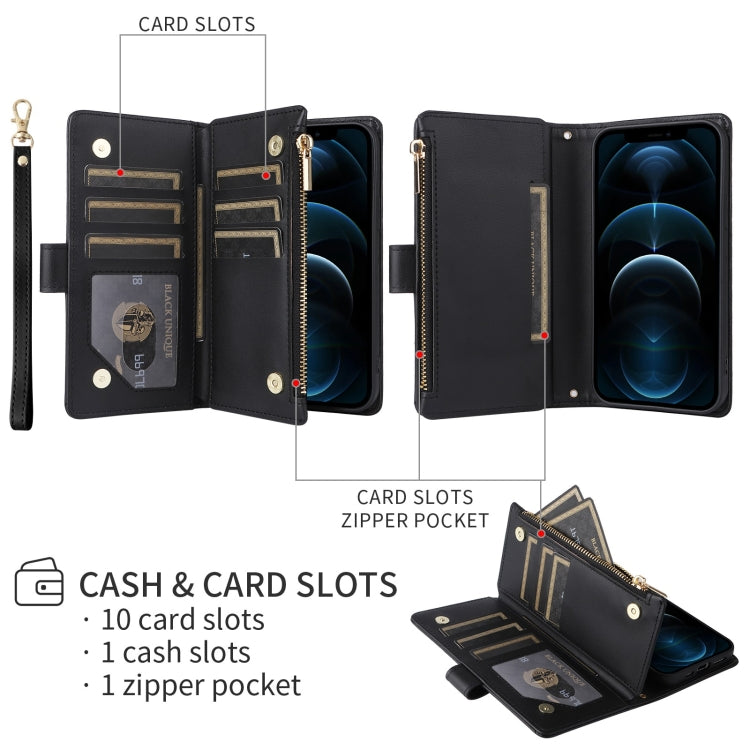 For iPhone 16 Plus Crossbody Zipper Wallet Rhombus Leather Phone Case(Black)