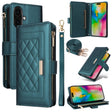 For iPhone 16 Plus Crossbody Zipper Wallet Rhombus Leather Phone Case(Green) - iPhone 16 Plus Cases by PMC TechLife | Online Shopping South Africa | PMC TechLife | Buy Now Pay Later Mobicred