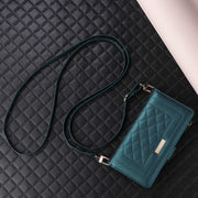 For iPhone 16 Plus Crossbody Zipper Wallet Rhombus Leather Phone Case(Green)