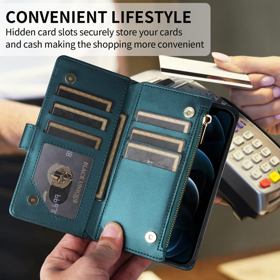 For iPhone 16 Plus Crossbody Zipper Wallet Rhombus Leather Phone Case(Green)