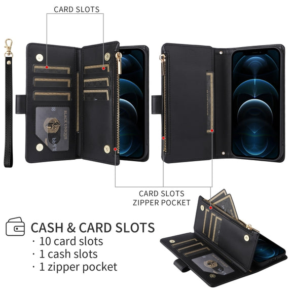For iPhone 16 Crossbody Zipper Wallet Rhombus Leather Phone Case(Black)