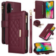 For iPhone 16 Crossbody Zipper Wallet Rhombus Leather Phone Case(Wine Red) - iPhone 16 Cases by PMC TechLife | Online Shopping South Africa | PMC TechLife | Buy Now Pay Later Mobicred