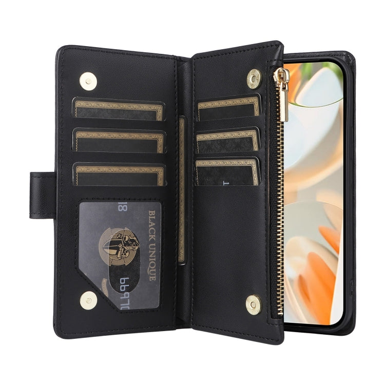 For Google Pixel 9 / 9 Pro Crossbody Zipper Wallet Rhombus Leather Phone Case(Black)
