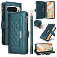 For Google Pixel 9 / 9 Pro Crossbody Zipper Wallet Rhombus Leather Phone Case(Green) - Google Cases by PMC TechLife | Online Shopping South Africa | PMC TechLife | Buy Now Pay Later Mobicred