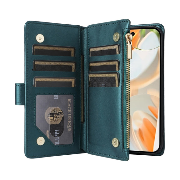 For Google Pixel 9 / 9 Pro Crossbody Zipper Wallet Rhombus Leather Phone Case(Green)