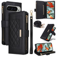 For Google Pixel 9 Pro XL Crossbody Zipper Wallet Rhombus Leather Phone Case(Black) - Google Cases by PMC TechLife | Online Shopping South Africa | PMC TechLife | Buy Now Pay Later Mobicred