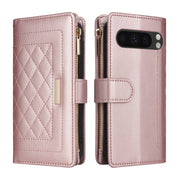 For Google Pixel 8 Pro Crossbody Zipper Wallet Rhombus Leather Phone Case(Rose Gold)
