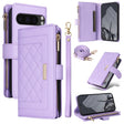 For Google Pixel 8 Pro Crossbody Zipper Wallet Rhombus Leather Phone Case(Purple) - Google Cases by PMC TechLife | Online Shopping South Africa | PMC TechLife | Buy Now Pay Later Mobicred