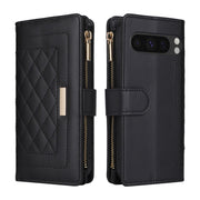 For Google Pixel 8 Pro Crossbody Zipper Wallet Rhombus Leather Phone Case(Black)