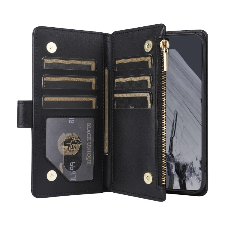 For Google Pixel 8 Pro Crossbody Zipper Wallet Rhombus Leather Phone Case(Black)