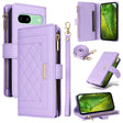 For Google Pixel 8a Crossbody Zipper Wallet Rhombus Leather Phone Case(Purple) - free shipping - PMC TechLife - Order now!