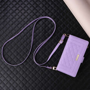For Google Pixel 8a Crossbody Zipper Wallet Rhombus Leather Phone Case(Purple)