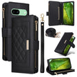 For Google Pixel 8a Crossbody Zipper Wallet Rhombus Leather Phone Case(Black) - Google Cases by PMC TechLife | Online Shopping South Africa | PMC TechLife | Buy Now Pay Later Mobicred