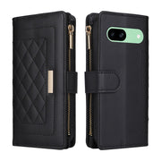 For Google Pixel 8a Crossbody Zipper Wallet Rhombus Leather Phone Case(Black)