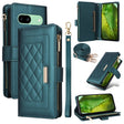 For Google Pixel 8a Crossbody Zipper Wallet Rhombus Leather Phone Case(Green) - Google Cases by PMC TechLife | Online Shopping South Africa | PMC TechLife | Buy Now Pay Later Mobicred